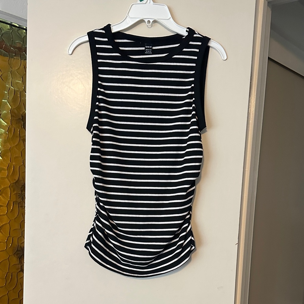 SHEIN Black and White Striped Tank Top